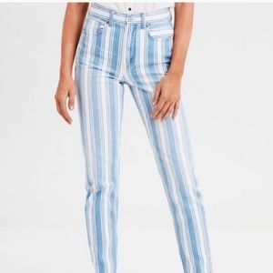 AE STRIPED MOM JEANS